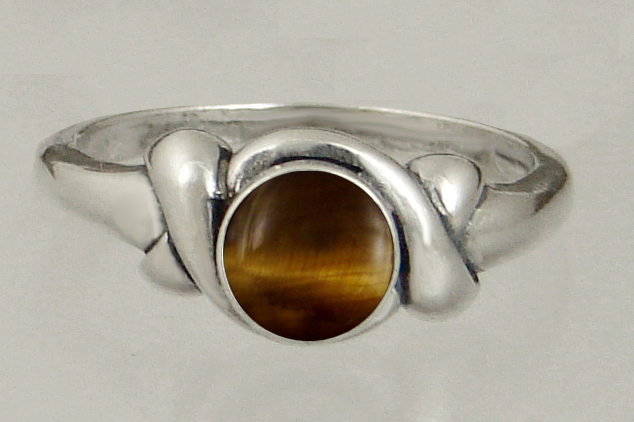 Sterling Silver Lover's Knot Ring With Tiger Eye Size 10